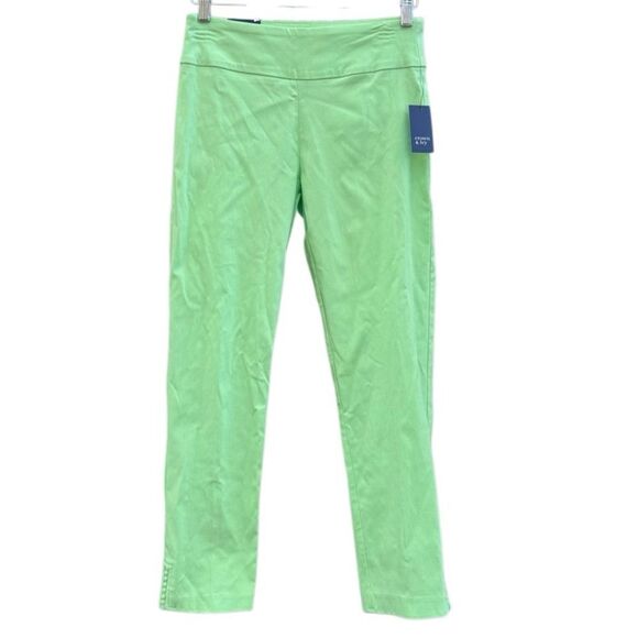 NWT Crown & Ivy Women's Mint Glow Essential Signature Crop Pants Size 2 - Picture 1 of 8